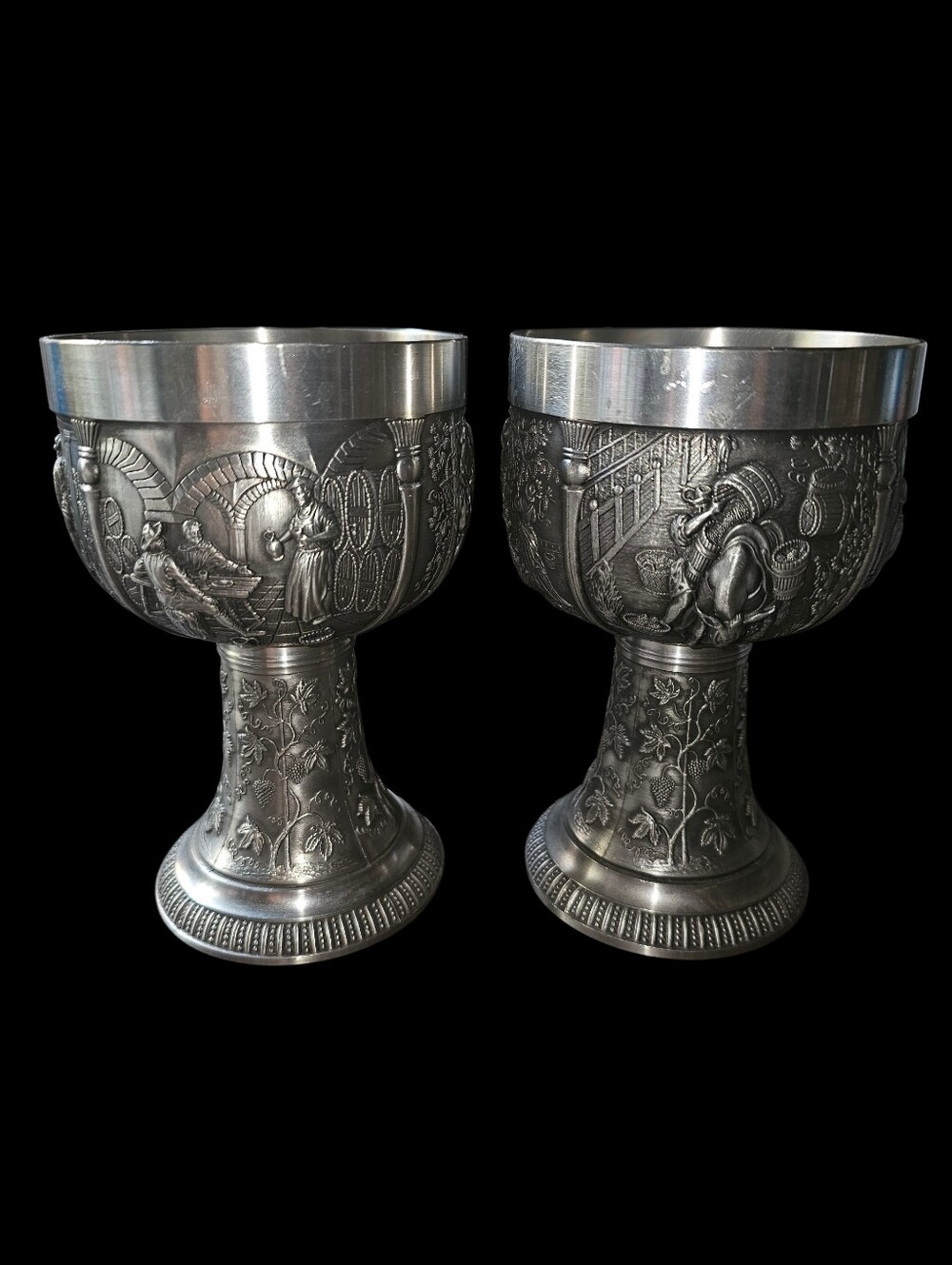 Artina SKS Zinn (pewter) Pair of wine goblets (or Beer Steins), from Austria.
